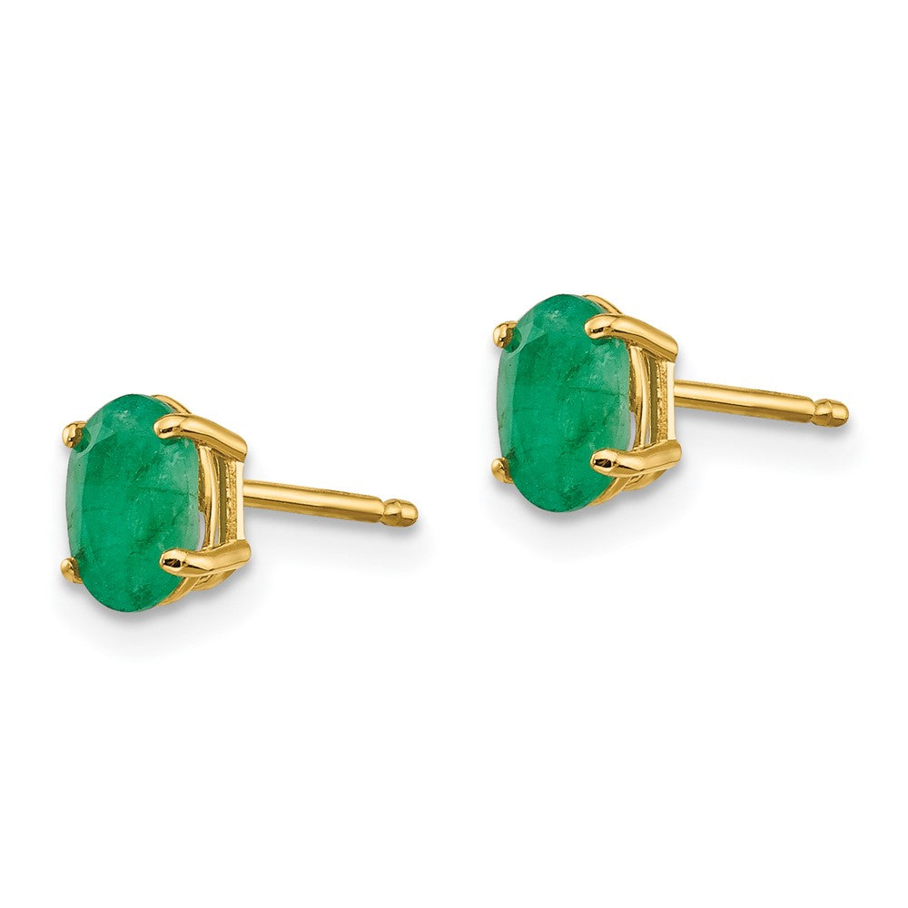 14K Gold Emerald Stud Earrings