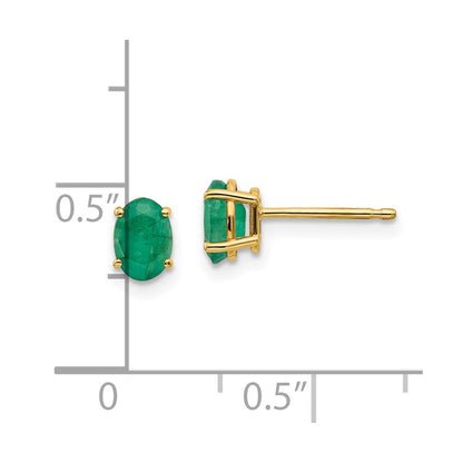 14K Gold Emerald Stud Earrings