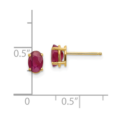 14K Gold Ruby Stud Earrings