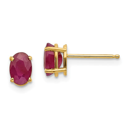 14K Gold Ruby Stud Earrings