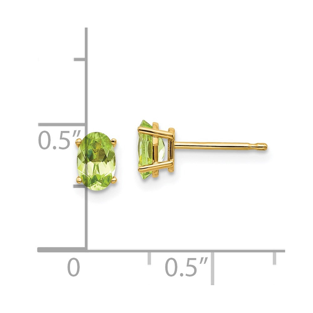 14K Gold Peridot Stud Earrings