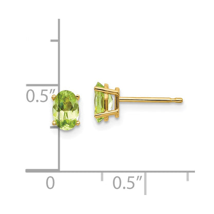 14K Gold Peridot Stud Earrings