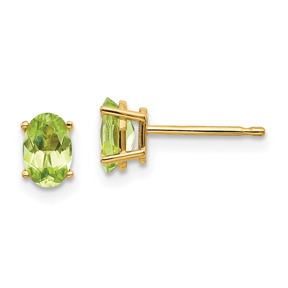 14K Gold Peridot Stud Earrings