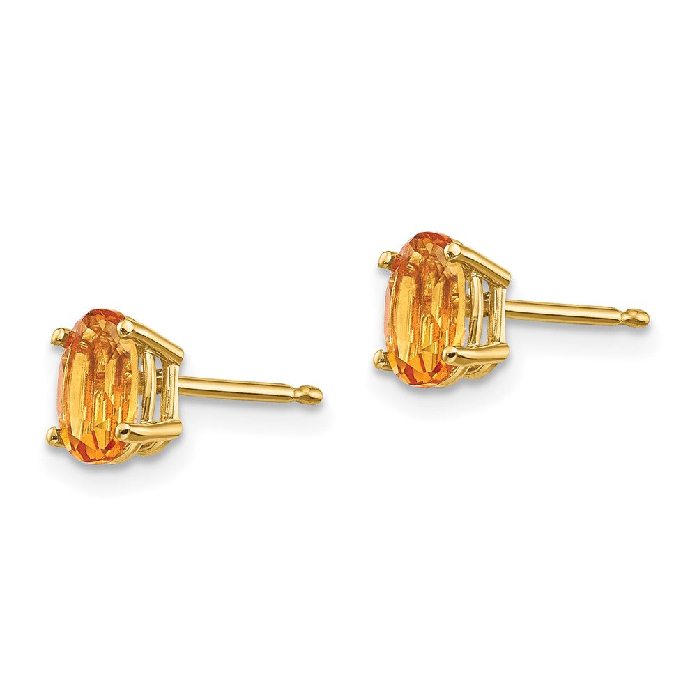 14K Gold Citrine Stud Earrings