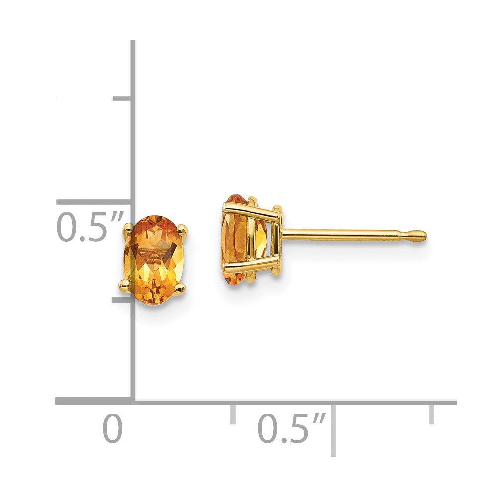 14K Gold Citrine Stud Earrings