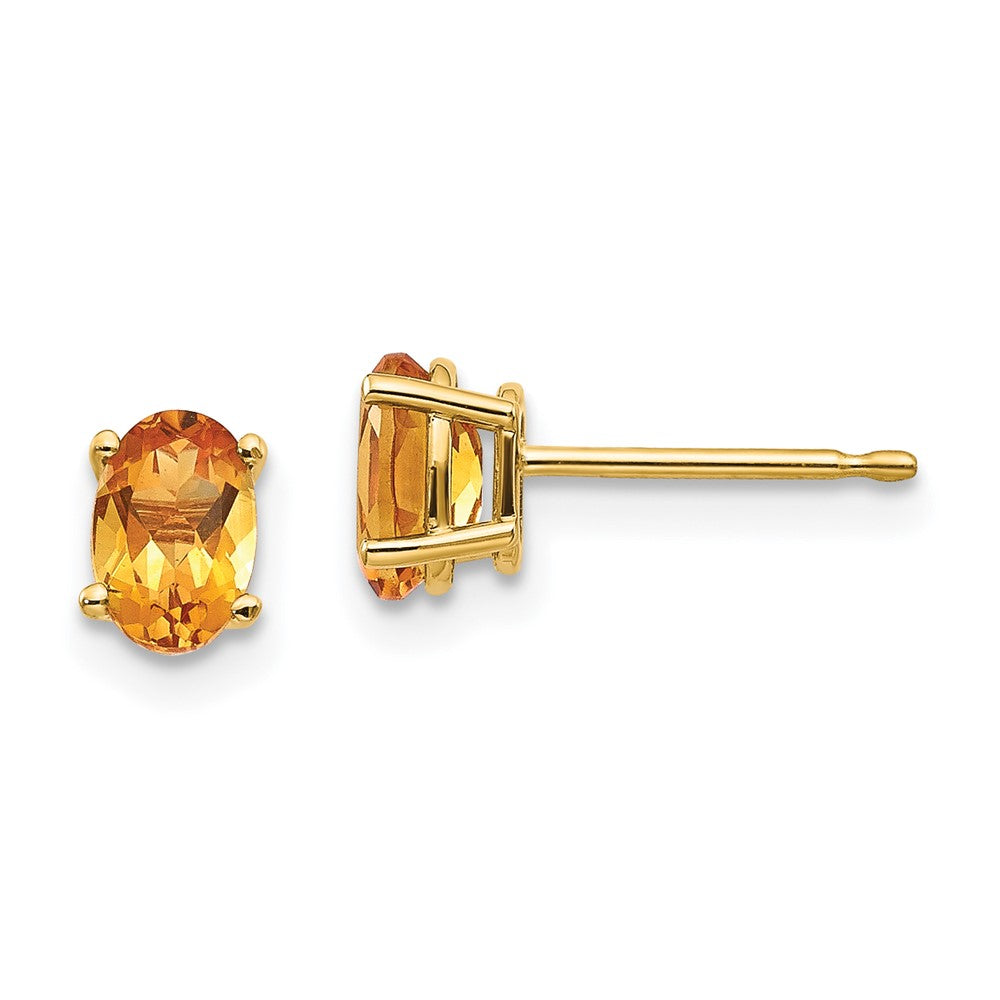 14K Gold Citrine Stud Earrings