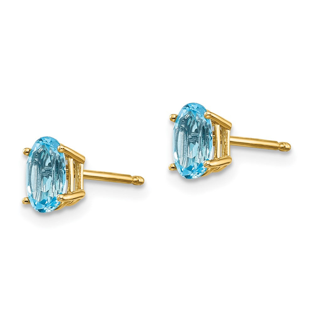 14K Gold Blue Topaz Stud Earrings