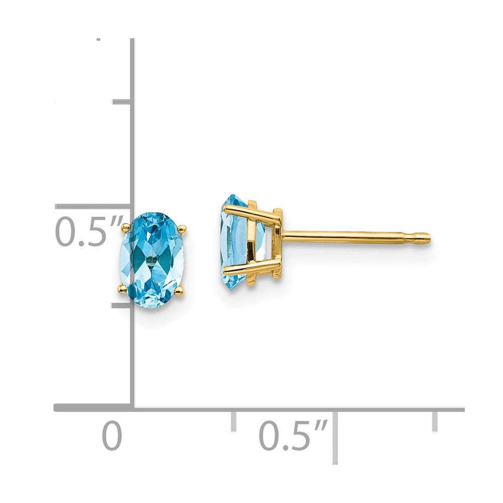 14K Gold Blue Topaz Stud Earrings