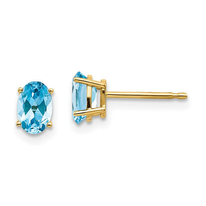 14K Gold Blue Topaz Stud Earrings