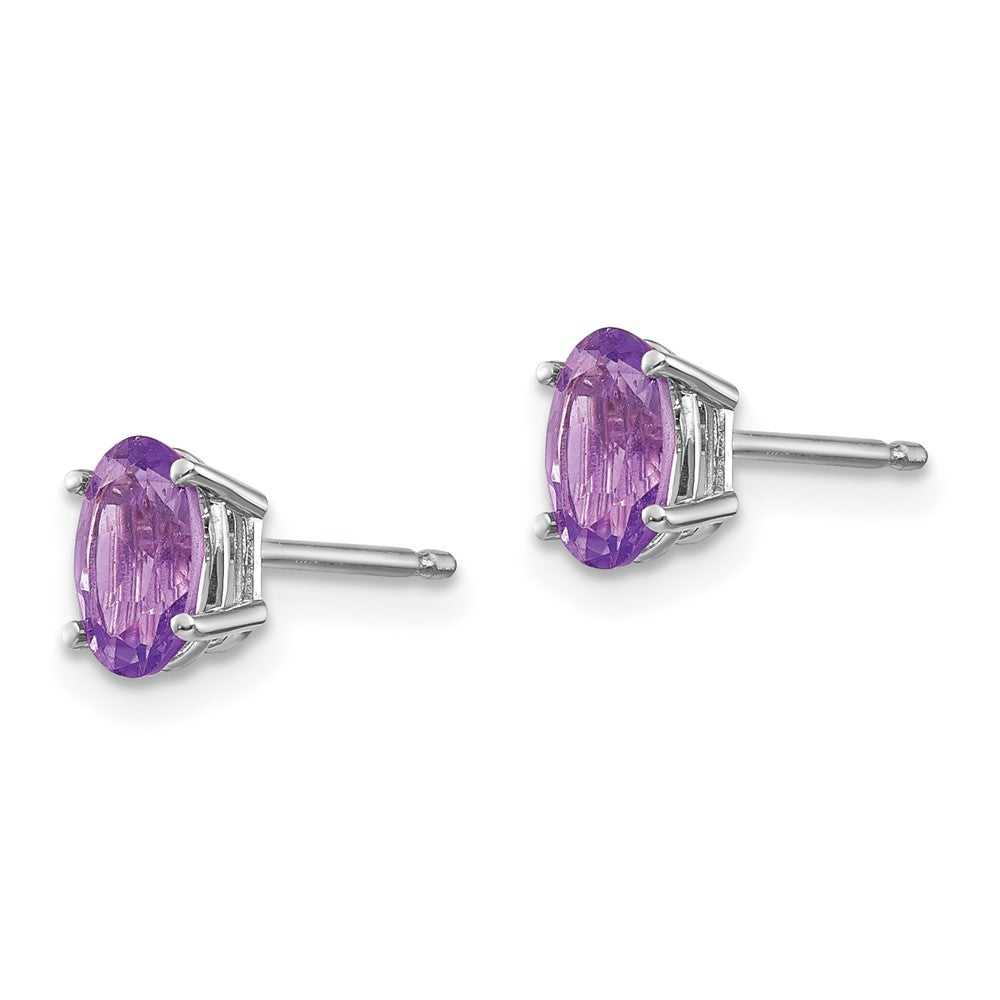 14K Gold Amethyst Stud Earrings