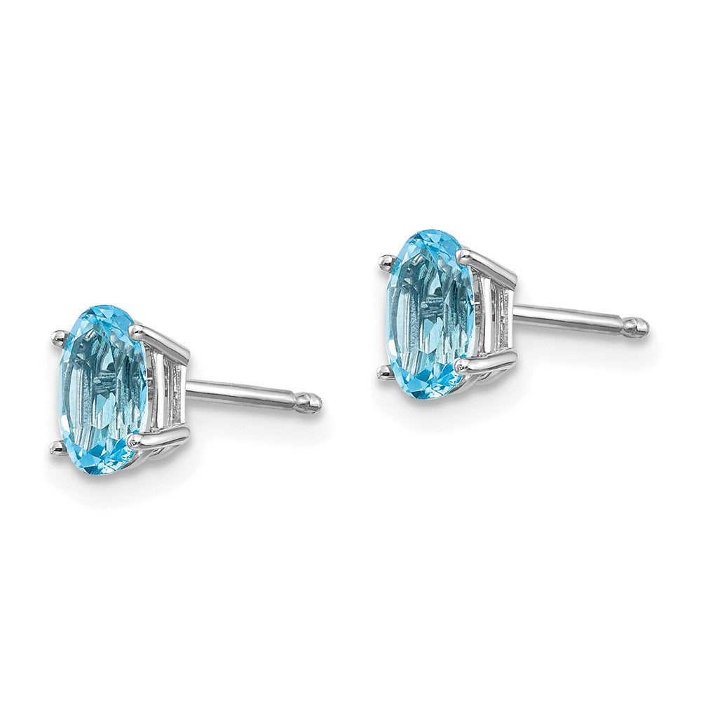 14K Gold Blue Topaz Stud Earrings