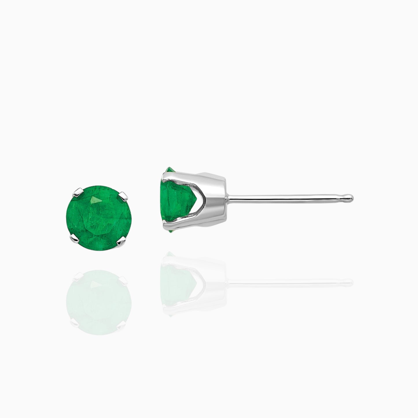 Green Emerald 4mm Stud Earrings