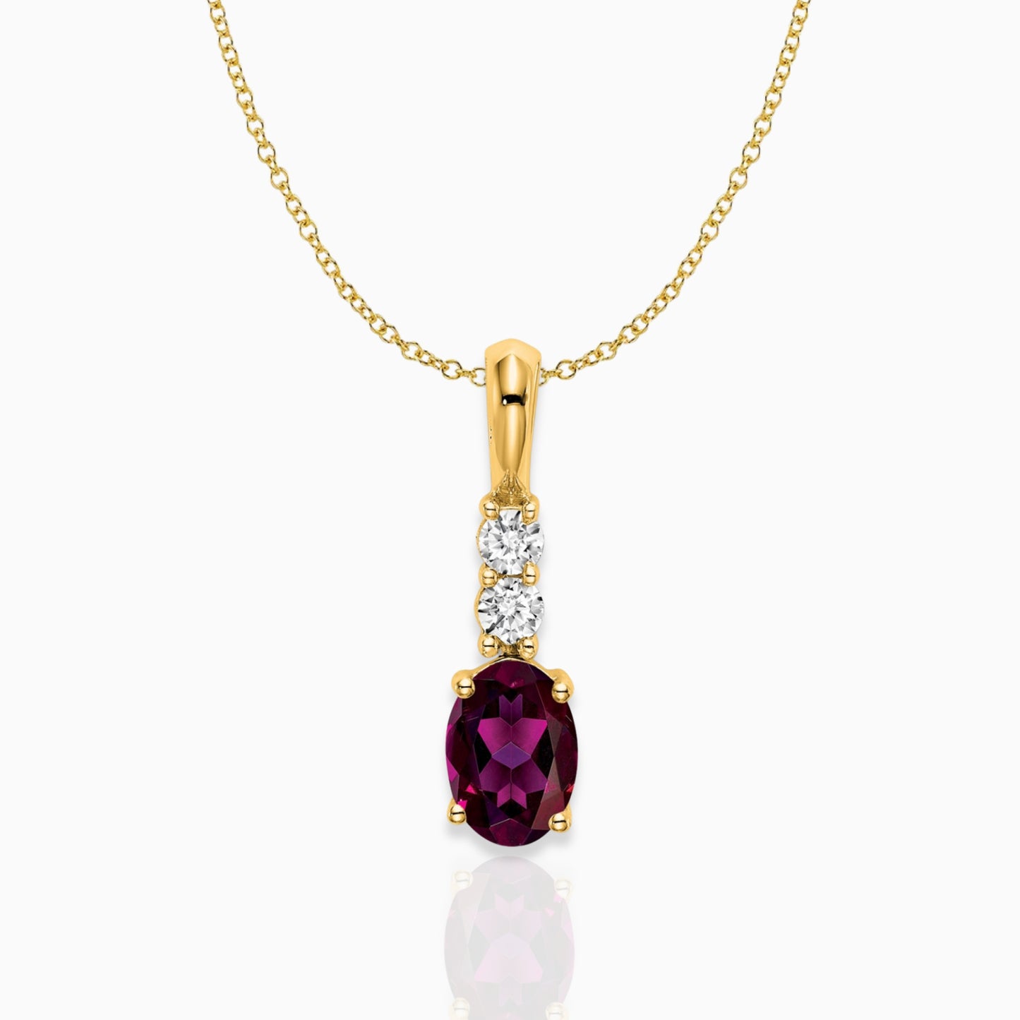 Oval Rhodolite Garnet Drop Pendant