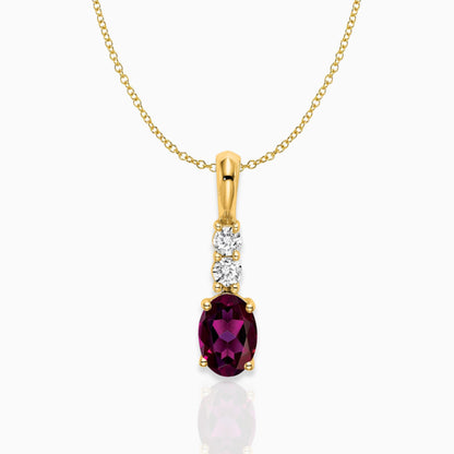 Oval Rhodolite Garnet Drop Pendant