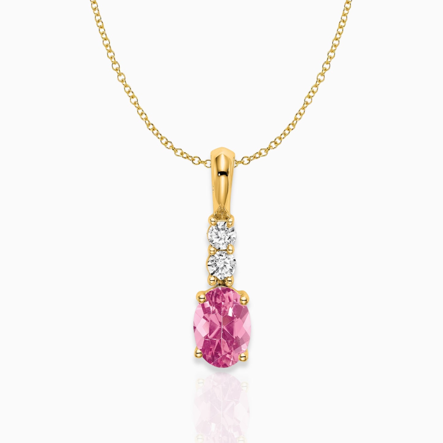 Oval Pink Tourmaline Drop Pendant