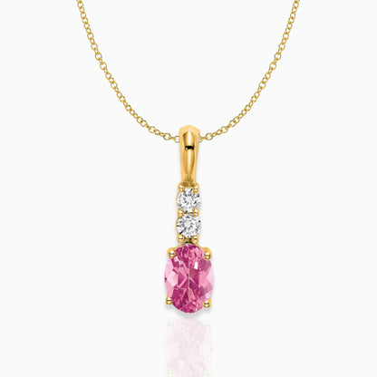 Oval Pink Tourmaline Drop Pendant