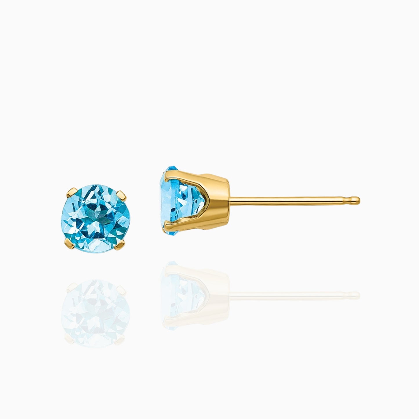 Natural Swiss Blue Topaz 5mm Stud Earrings