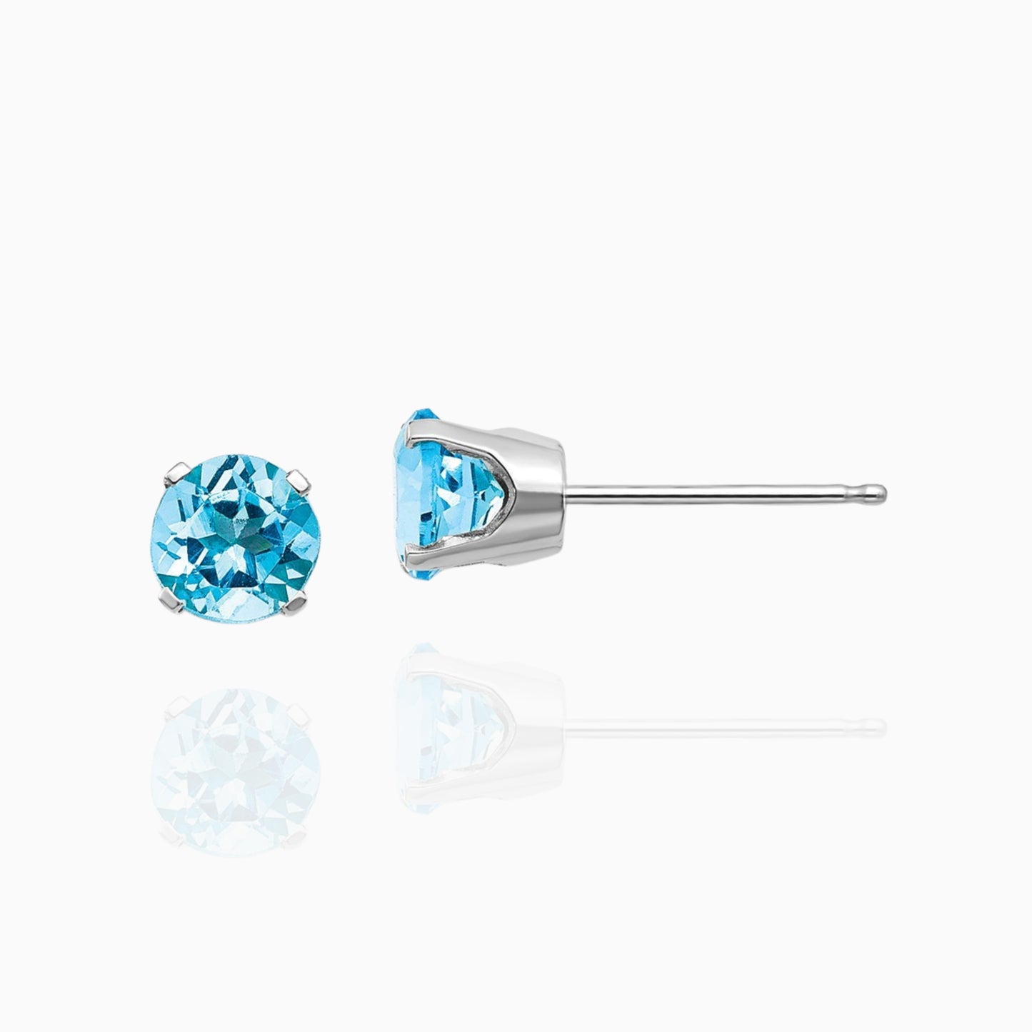 Natural Swiss Blue Topaz 5mm Stud Earrings