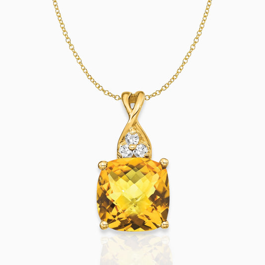 Cushion Citrine November Birthstone Necklace 14k Yellow Gold Birthstone Karat Designs