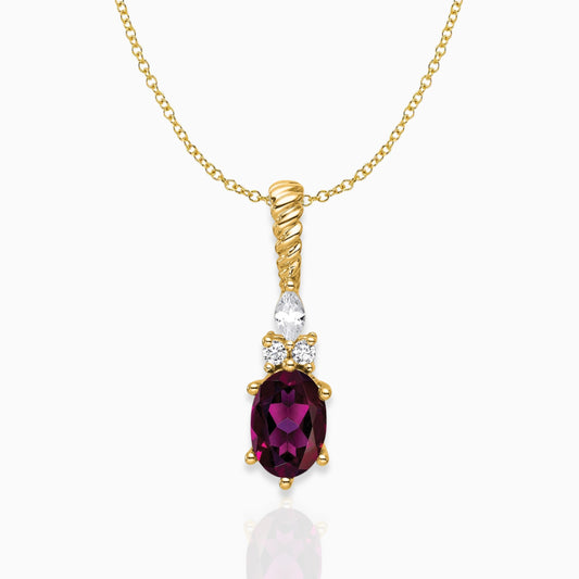 Oval Rhodolite Garnet & Diamond Birthstone Pendant Necklace