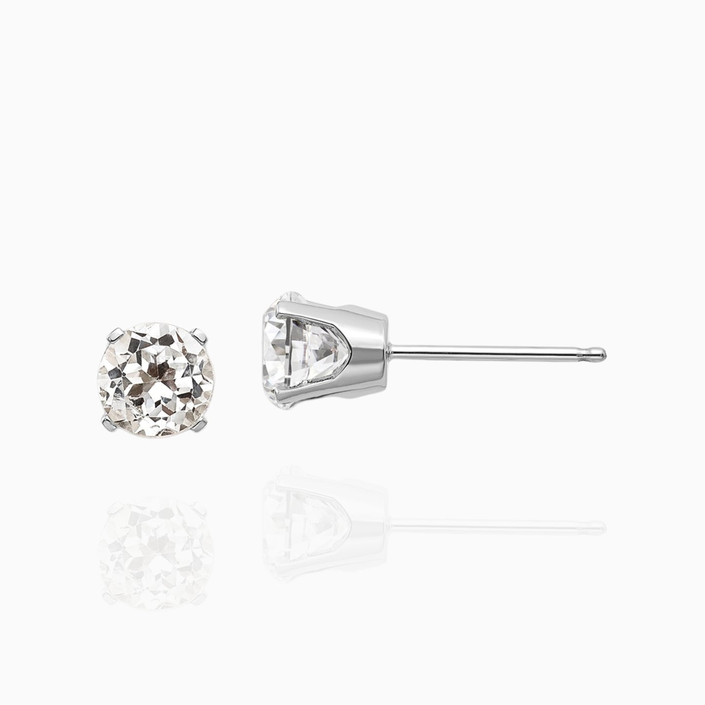 Natural White Topaz 5mm Stud Earrings