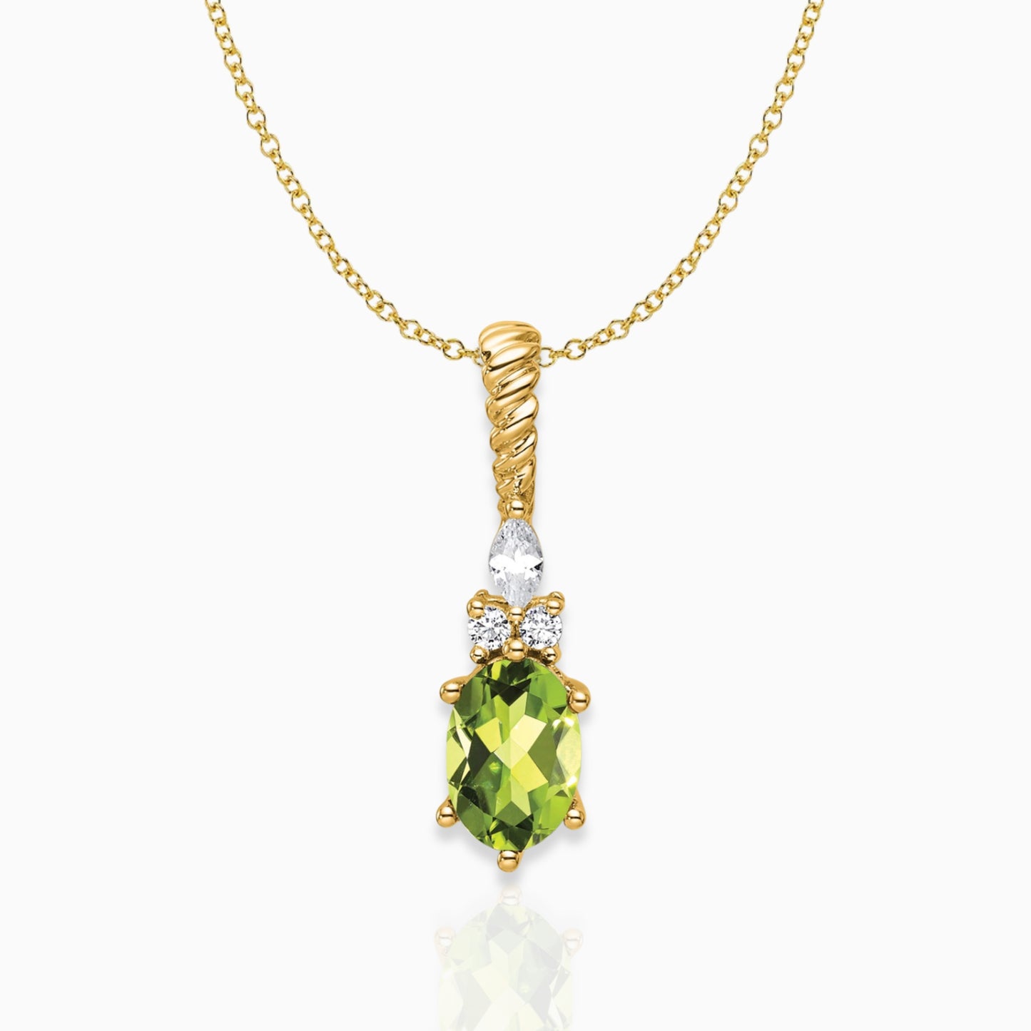 Oval Peridot & Diamond Birthstone Pendant Necklace