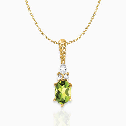 Oval Peridot & Diamond Birthstone Pendant Necklace