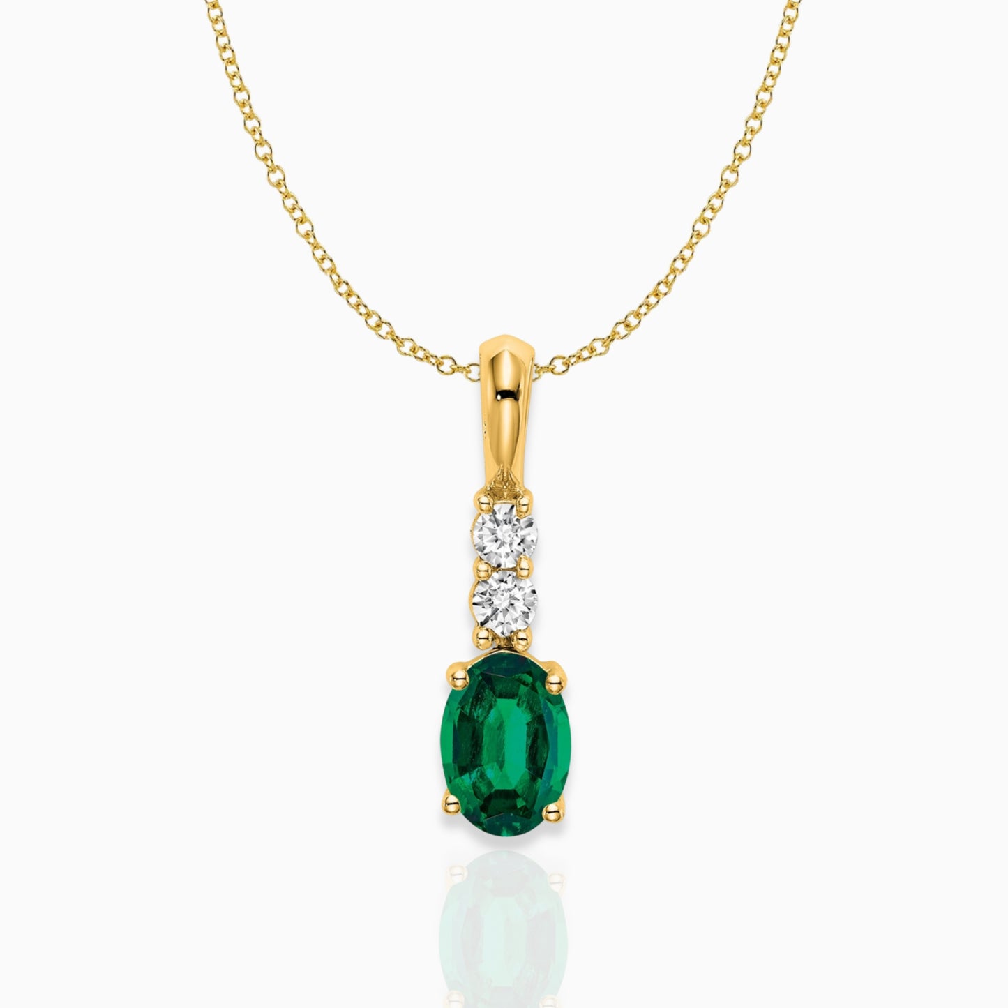 Oval Lab-Created Emerald Drop Pendant