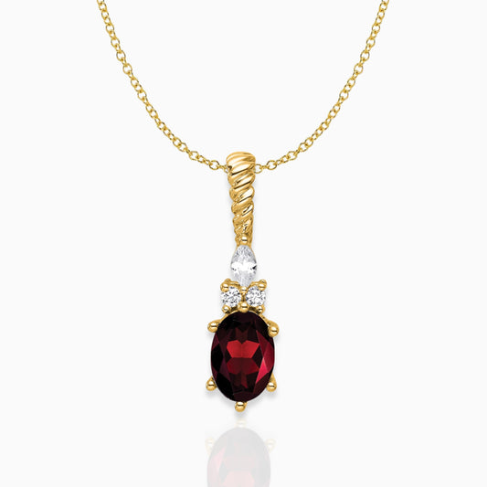 Oval Garnet & Diamond Birthstone Pendant Necklace