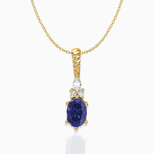 Oval Lab-Created Blue Sapphire & Diamond Birthstone Pendant Necklace