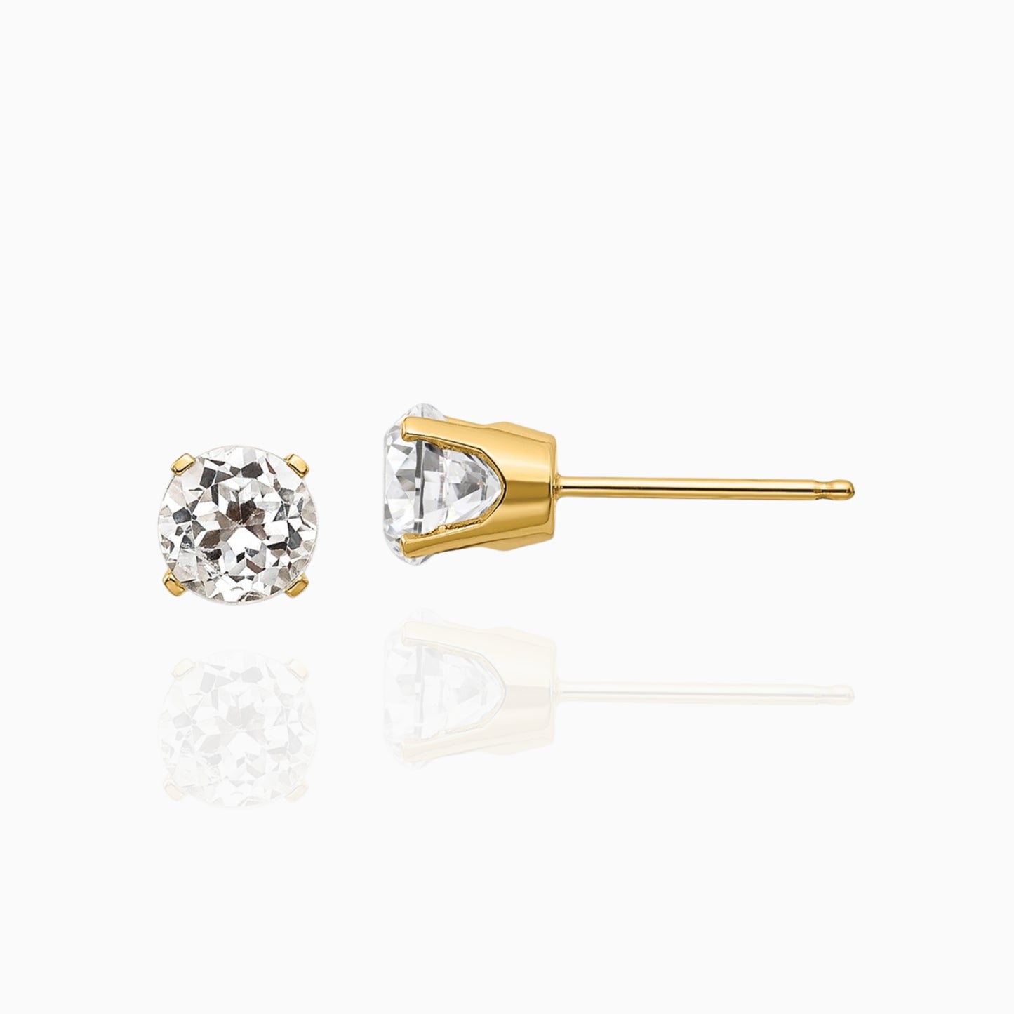 White Topaz 4mm Stud Earrings