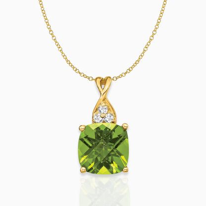 Cushion Peridot August Birthstone Necklace 14k Yellow Gold Birthstone Karat Designs