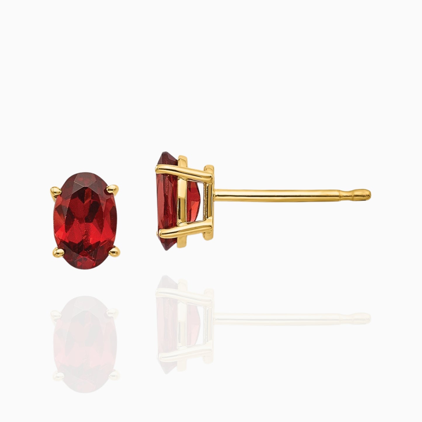 14K Gold Garnet Stud Earrings