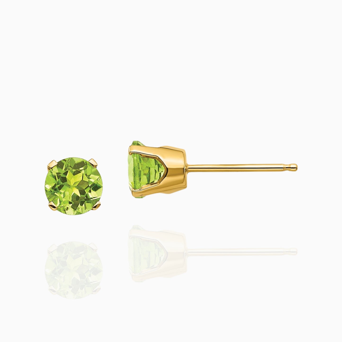 Natural Peridot 5mm Stud Earrings