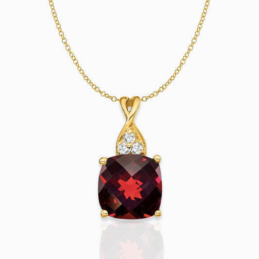 Cushion Garnet January Birthstone Necklace 14k Yellow Gold Birthstone Karat Designs